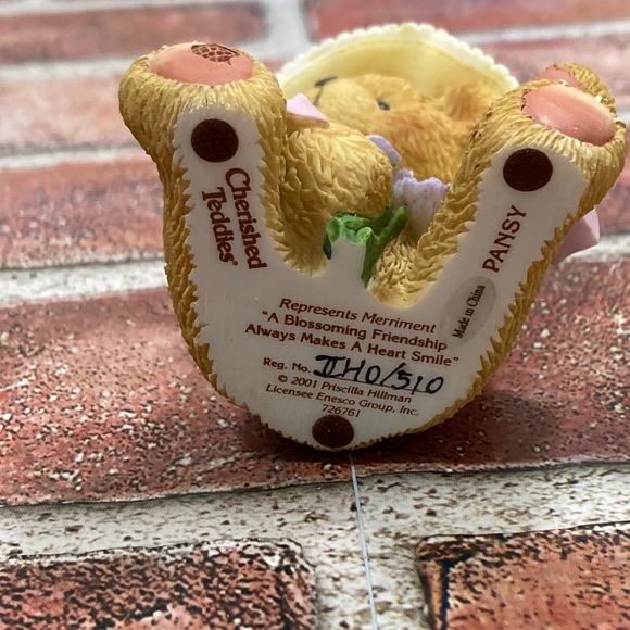 Cherished Teddies “Pansy” teddy bear figurine by Priscilla Hillman - Picture 2 of 4